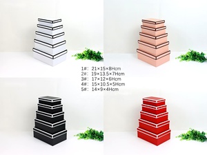 Gedrukte monochrome kartonnen rechthoekige set van 5 bloemen cadeaudoosjes vierkante opbergdoos cadeauverpakking - Product Image 6