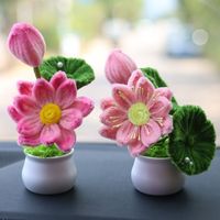 Handgemaakte Twist Stick Lotus Bonsai Mini Kunststof Kunstbloem Gepotte Plant Auto Dashboard Bureau Kerstcadeau Decoratie
