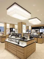 Vitrines de présentation de parfums de luxe, comptoirs de parfums personnalisés, vitrines LED, équipements de magasin de détail, solution de magasin clé en main complète