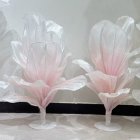 T-BF021 Kreative Maßgefertigte Riesige Schwarze Plissierte Stoff-Organza Material Tisch-Kunstblumen für Hochzeit Heimdekoration