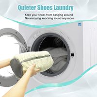 ShinyDew Lot de 2 sacs de nettoyage de chaussures réutilisables en polyester beige, durables pour la maison, pour machine à laver et séchoir à baskets pour enfants