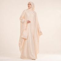 Ensemble de prière Mukena crème personnalisé pour femmes, OEM ODM, vente en gros, vêtements islamiques modestes