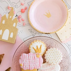 ชุดอุปกรณ์จัดงานเลี้ยงธีมเจ้าหญิงสีชมพู DAMAI จานกระดาษแบบใช้แล้วทิ้ง ชุดอุปกรณ์บนโต๊ะอาหารสำหรับงานเลี้ยงแบบกำหนดเอง จานและแก้วกระดาษ - Product Image 3