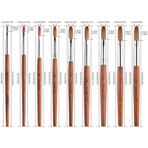 Kolinsky Sable Acrylic Nail Brush <b>Set</b> <b>Crimped</b> Ferrule Red Wood Handle Flat Head Gel Builder Extension Tool Salon Home Use - Product Image 2