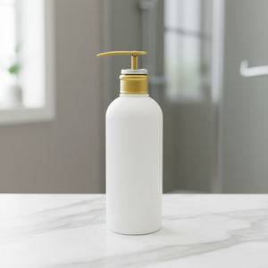 Botella de plástico PET blanca de 400 ml con tapa a presión dorada para champú, loción, limpiador facial, envase cosmético - Product Image 2