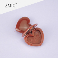 Étui compact portable en forme de cœur pour fard à joues avec miroir, étui vide pour illuminateur, mini palette de maquillage en plastique pour adolescentes