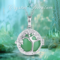Merryshine perles en vrac pierre de guérison personnalisée cristal naturel pierre de naissance arbre de vie pendentif Cage breloque médaillon collier
