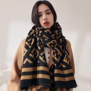 Fashion Designer Jacquard Pashmina women Scarf Warm Thickened warm neck Soft shawls For Women