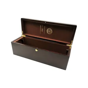 Luxury Lacquered Wine Box Wine Wooden Box for Father's Day with Gold Hinged Leather Interior Personalized Liquor Box Wood