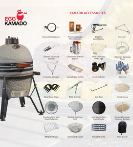 Barbecue Kamado Premium 16 pouces <span class=keywords><strong>en</strong></span> céramique épaissie, au charbon de bois, avec chariot et hauteur réglable pour usage commercial extérieur - Product Image 5