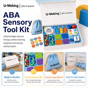 Kit di strumenti sensoriali <span class=keywords><strong>ABA</strong></span> personalizzati, set regalo per l'apprendimento per autismo e ADHD, giocattoli antistress, palline antistress, confezione regalo Pop IT Pouch, fornitore di loghi personalizzati - Product Image 5
