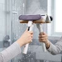 Nettoyeur de vitres breveté 2-en-1 avec fonction de récupération d'eau, raclette double face en caoutchouc et éponge absorbante en plastique