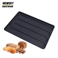 4 moules à baguettes en aluminium antiadhésifs, bâtonnets longs français perforés pour la cuisson du pain, pour usage commercial en boulangerie NEWSKY BAKEWARE