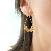 Haute qualité bijoux fins en gros géométrique plaqué or en acier inoxydable boucles d'oreilles soleil boucles d'oreilles