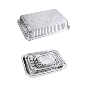SXR2317-1100ml 핫 세일 일회용 직사각형 실버 알루미늄 호일 용기 테이크 아웃 또는 베이킹 종이 뚜껑 장착 - Product Image 3