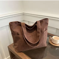 Sac fourre-tout de luxe en velours côtelé BPY pour femmes avec fermeture éclair, tendance