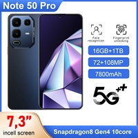 Téléphones mobiles Note 50 Pro Deca Core LTE, écran HD 7,3 pouces, batterie longue durée, WiFi, GPS, Face ID, double SIM, double caméra, système Android