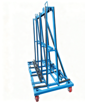 Chariot de transport robuste pour panneaux de verre, chariot à quatre roues en acier Q235, chariot d'entrepôt personnalisable OEM