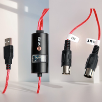 USB 2.0 MIDI Interface Cable 2m PVC High-Fidelity Foil+Braid Shielding Low Latency MIDI Converter Built-in LED for Electronic