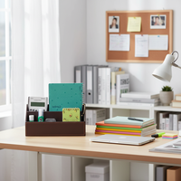 Armoire de rangement en cuir pour dossiers - Boîte de rangement de bureau élégante et créative pour étudiants, étagère, organisateur de bureau en métal, grande capacité
