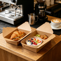 Boîtes alimentaires jetables en papier kraft personnalisées, contenants pour la restauration à emporter