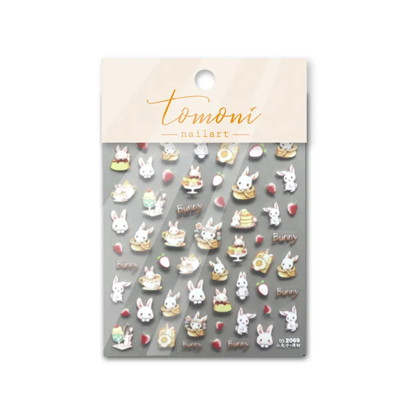 Nail Sticker 5D Embossed Nail Art Decals Cartoon Cute Bunny Stickers For Nail Decoration