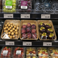 Voedselveilige 3-laags gegolfde rechthoekige kraftpapieren trays, extra sterk, niet-krommende, oliebestendige, commerciële, op maat gemaakte logo fruitverpakkingen