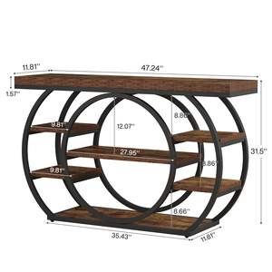 Table <span class=keywords><strong>console</strong></span> industrielle Tribesigns de 120 cm, 5 niveaux, structure en métal, étroite, pour entrée, couloir, derrière le canapé, salon, brun rustique - Product Image 6