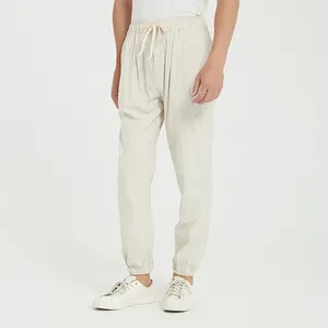 Pantaloni di lino a gamba skinny sportivi larghi estivi pantaloni pantaloni di lino traspiranti personalizzati abbigliamento per uomo