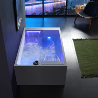 Baignoire Spa Intelligente Moderne Écologique avec Haut-parleurs Bluetooth, Système de Température Constante, Massage à Bulles, Bain à Remous pour Villa