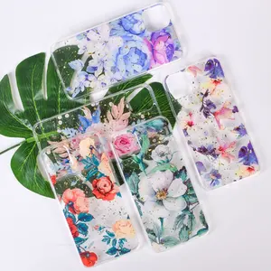 Customizable Flower Print Drop Glue Floral Epoxy Mobile Phone Accessories Case for Apple iPhone XS Max XR X 8 Plus 7 6s 5 11 Pro