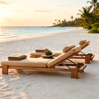 Vente directe usine – Chaise longue d'extérieur moderne en teck massif de haute qualité, durable, résistante aux intempéries, pour cour et hôtel