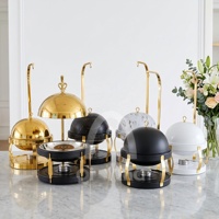 QY Source Factory Wholesale 8L Buffet Server Luxury Spherical Chafing Dish Set Food Grade Stainless Steel Food Warmer