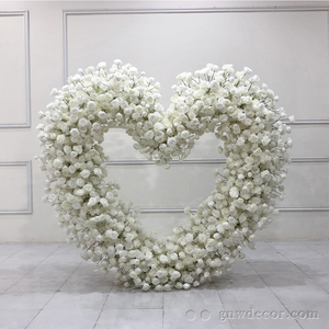 Fiore decorativo molto pieno naturale tutto bianco rosa a forma di <span class=keywords><strong>cuore</strong></span> sfondo per arco a forma di <span class=keywords><strong>cuore</strong></span> fiore palcoscenico matrimonio - Product Image 3