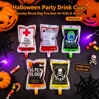 Emballage de fête d'Halloween Offre Spéciale pochette vide pour eau de jus 350ml sac de sang avec bec verseur