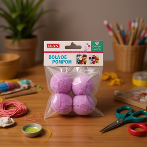 Palline Pompon ILAN 4.0Cm 12 Pezzi Viola per Decorazioni Artigianali - Product Image 3