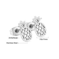 Usine de commerce extérieur Design de mode Boucles d'oreilles en acier inoxydable Ananas creux Cadeau en gros Dames