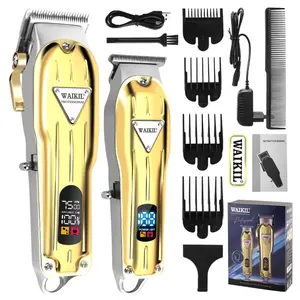 WAIKIL Kit pemangkas rambut elektrik profesional, Set pemangkas rambut Salon tanpa kabel, Set lengkap untuk pria, isi ulang daya