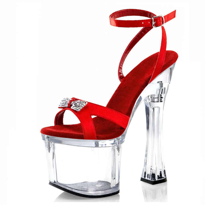 Coarse Heel Nightclub Red 18 cm platform Gothic Fetish Sexy Pole Dance high heels model show fashion summer women large sandals