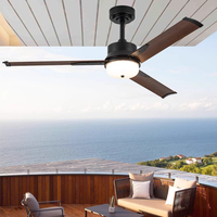 Ventilador de Techo Moderno Decorativo de 5 Aspas con Motor DC, 7 Velocidades, Luz LED Regulable AC/DC de 35W/15W, Control Remoto, Silencioso, de Plástico