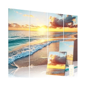 Pannello Acustico Decorativo Autoadesivo con Design Tramonto sulla <span class=keywords><strong>Spiaggia</strong></span>, Arte Decorativa - Product Image 1