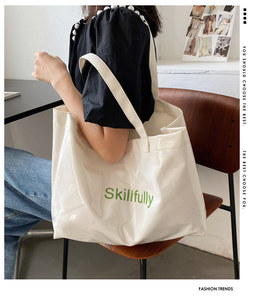 Wholesale <b>Large</b> Capacity Waterproof <b>Beach</b> <b>Bag</b> Shoulder Strap Custom Logo PVC Canvas Fabric Tote Shopping <b>Bag</b> for Women Daily Use - Product Image 3