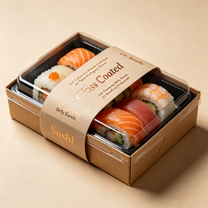 Manchons d'emballage en carton écologique personnalisés XJY, papier artistique, revêtement brillant, estampage à <span class=keywords><strong>chaud</strong></span>, bandeaux UV, gaufrage, <span class=keywords><strong>sushi</strong></span> - Product Image 2