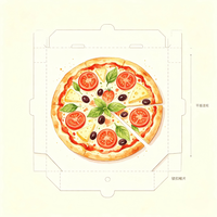 Boîte à pizza biodégradable personnalisée avec logo, en carton ondulé recyclé, taille sur mesure, impression quadricolore, pour restaurant