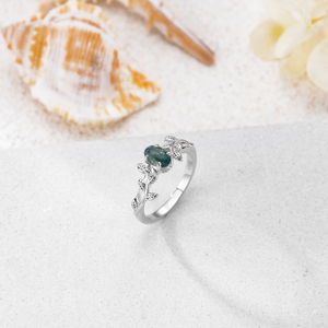 Hot Sale Fine Jewelry 925 Sterling Silver Leaf Oval Cut <strong>Moss</strong> <strong>Agate</strong> <strong>Ring</strong> for Women - Product Image 5