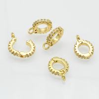 Perles d'espacement rondes de 8 mm avec sertissage CZ et trou de 5 mm, fermoir ouvrable, pour la fabrication de bijoux fantaisie plaqués or