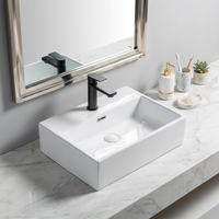 Vasque Sanitaire Sundowner à Poser en Céramique, Lavabo Moderne Rectangulaire pour Salle de Bain
