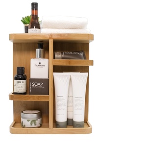 Wholesale bathroom wooden makeup organizer multi-function storage rotating bamboo cosmetic organizer