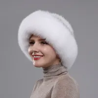 Mode Hot Sale Fox Pelz besatz Roller Nerz Pelzmütze Gestrickt Winter Warme Pelzmütze für Frauen