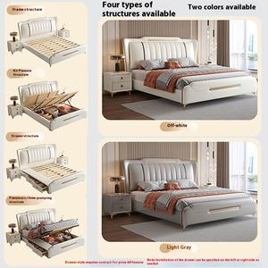 Meubles de chambre à coucher de luxe de haute qualité en gros, cadre de lit en cuir moderne de luxe, lit double haut et moelleux - Product Image 5